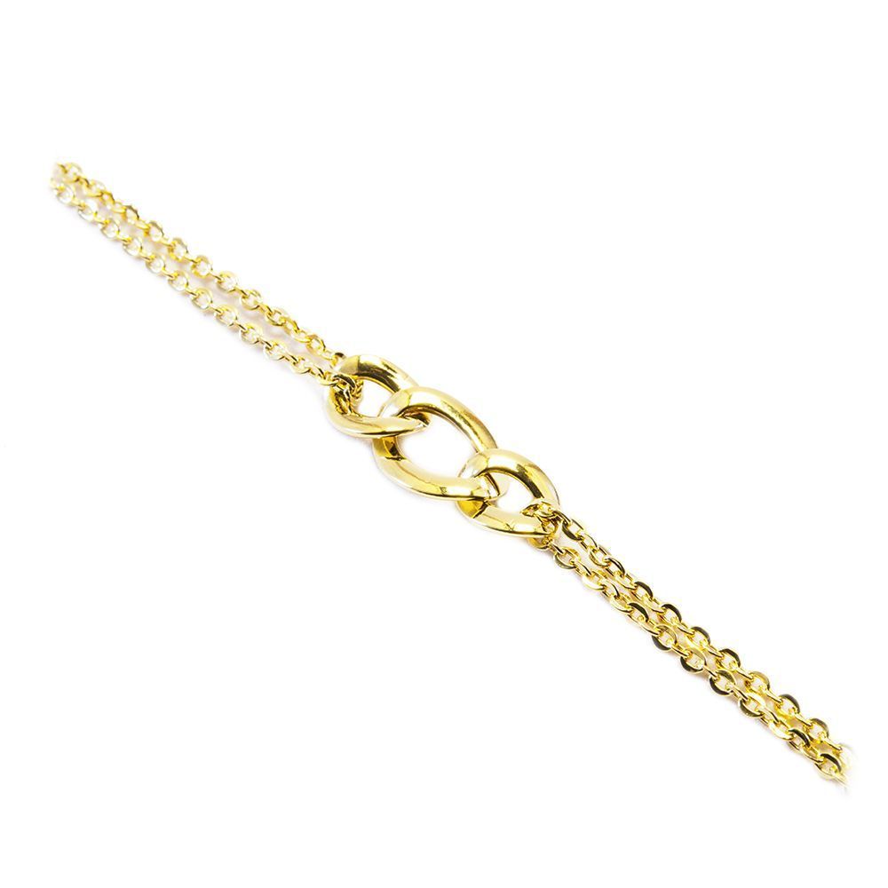 Pulseira 3 Elos Centrais em Ouro 18 Kilates - 24236